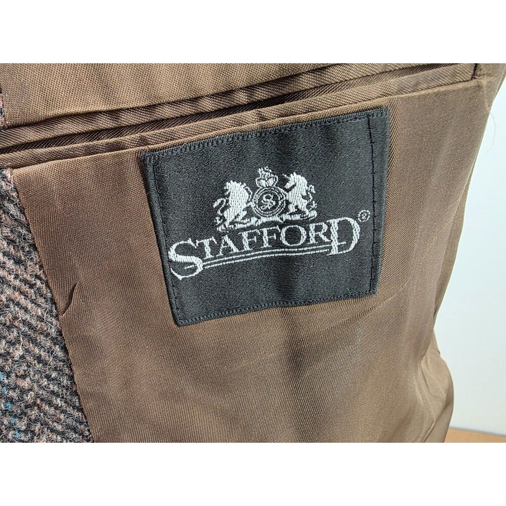 Vtg Harris Tweed 40S Brown Herringbone Wool USA Mens Blazer Jacket Sport Coat - Picture 12 of 13